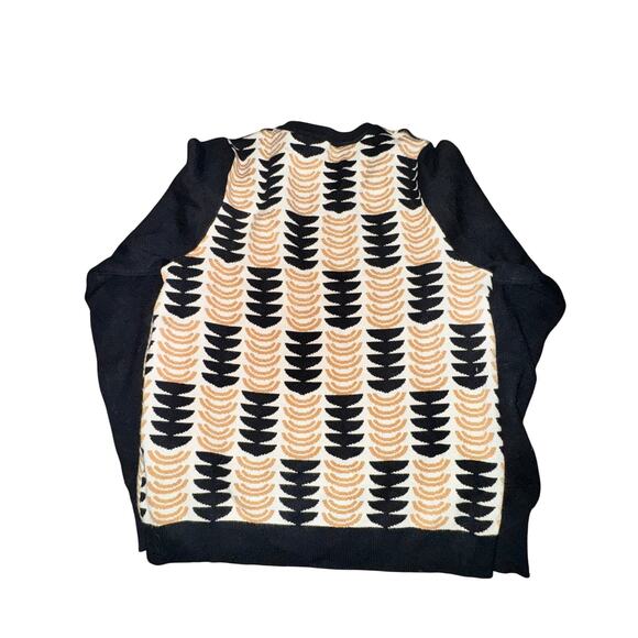 THML Jasmine Sweater Women's Size S Black Tan Geometric Print Crewneck - Picture 2 of 4